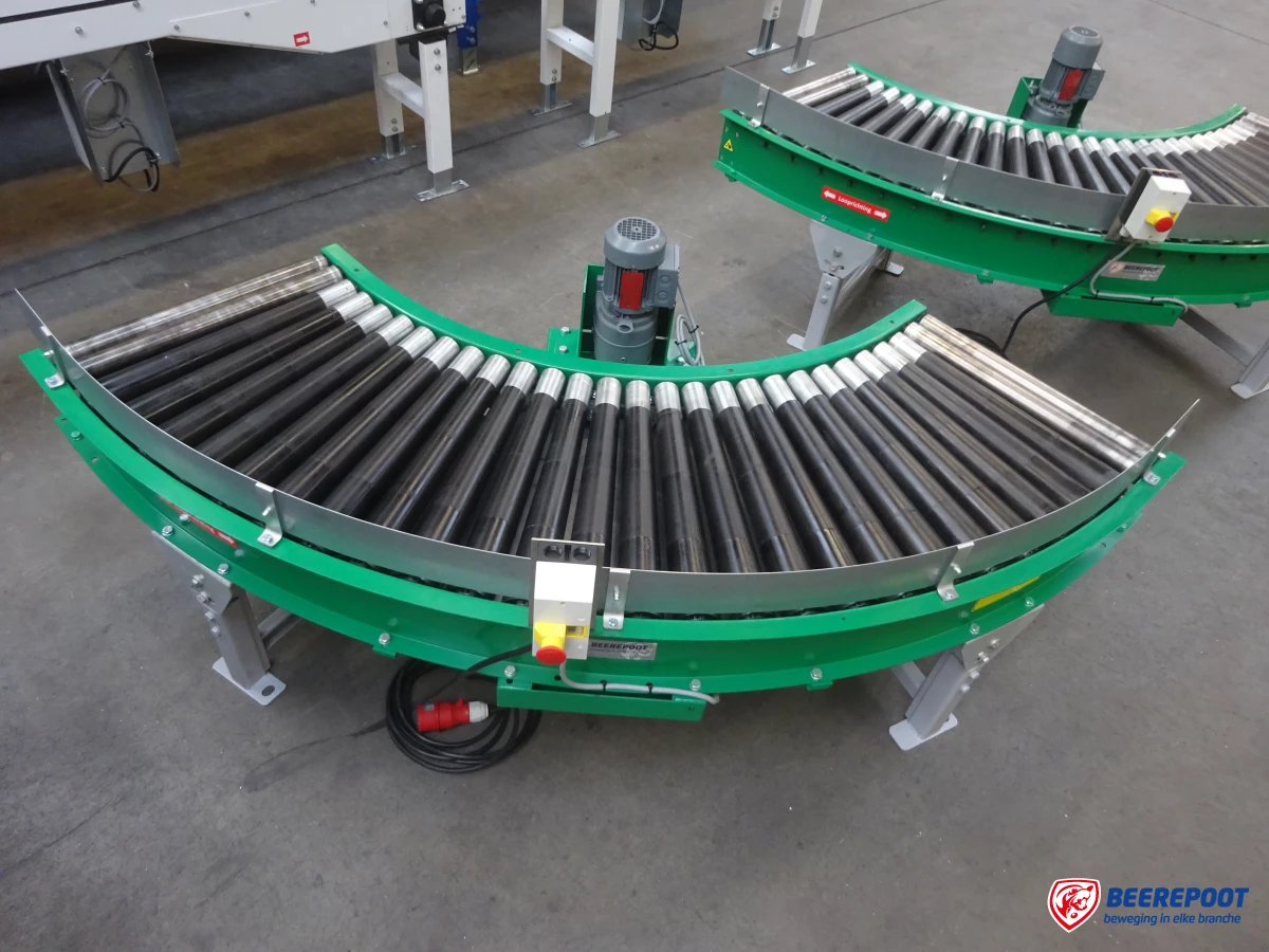 Aangedreven rollenbaanbochten